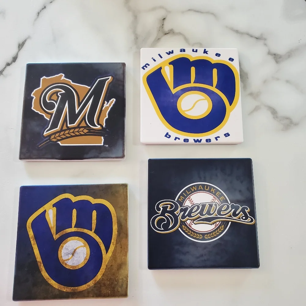 Milwaukee Brewers 4 Pack Sandstone Coasters